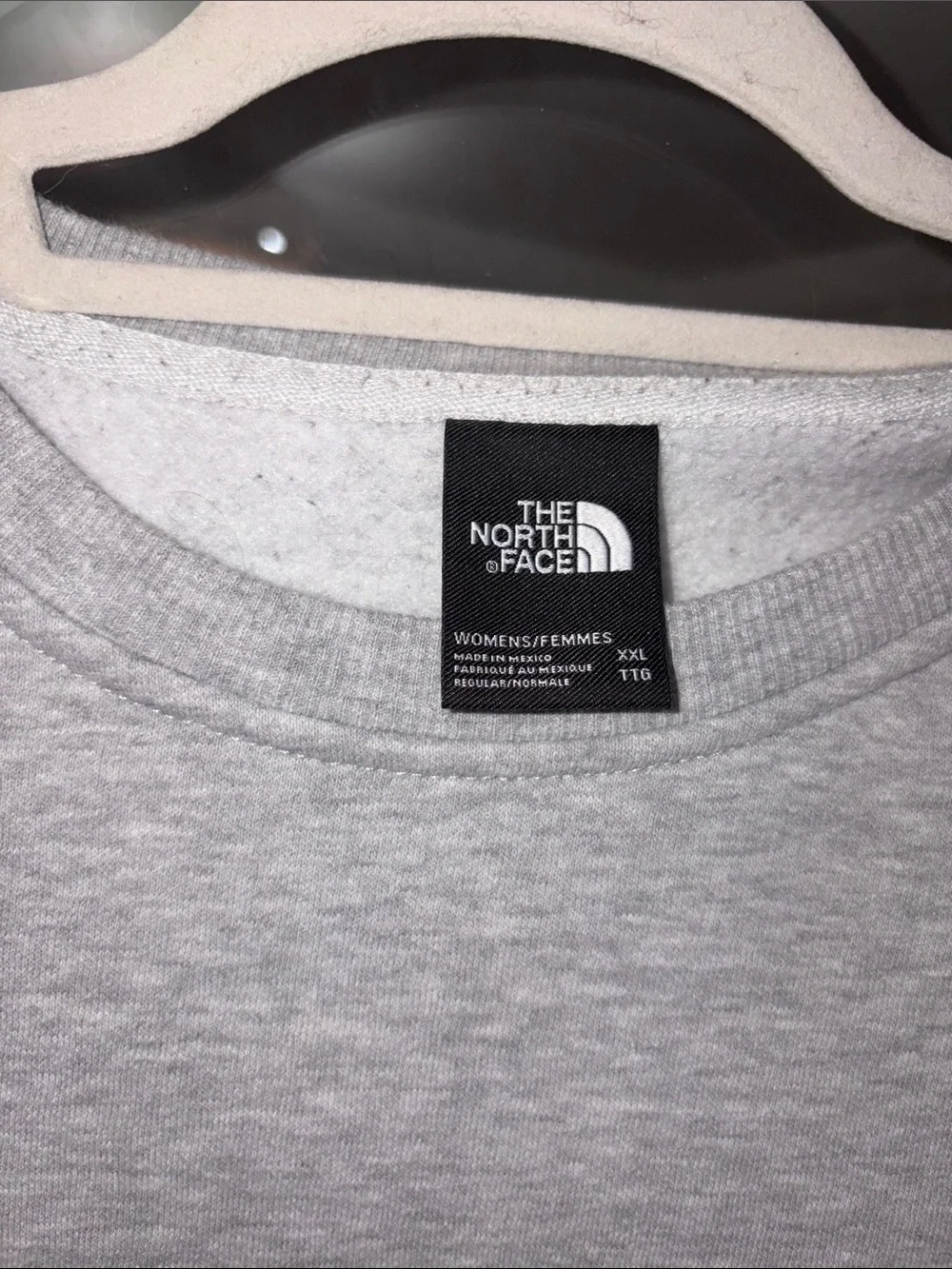 The North Face Grey Crewneck Sweatshirt with Purple Chest Logo Xxl Fits XL